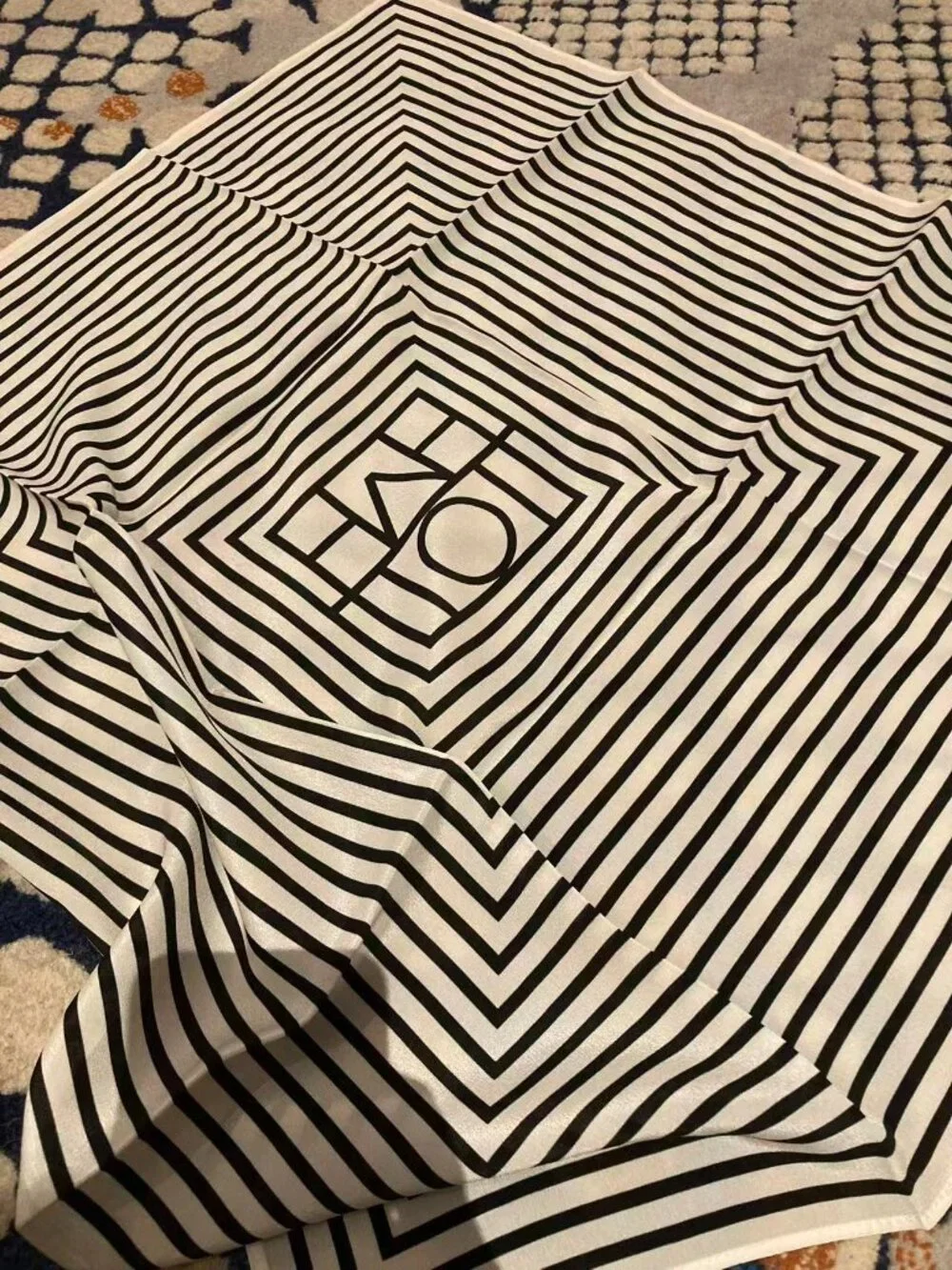 TOTEME Beige Centered Monogram Silk Scarf